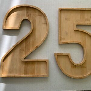 Wooden Bamboo Number 25 Charcuterie Boards Serving Trays Snack Platters 12"